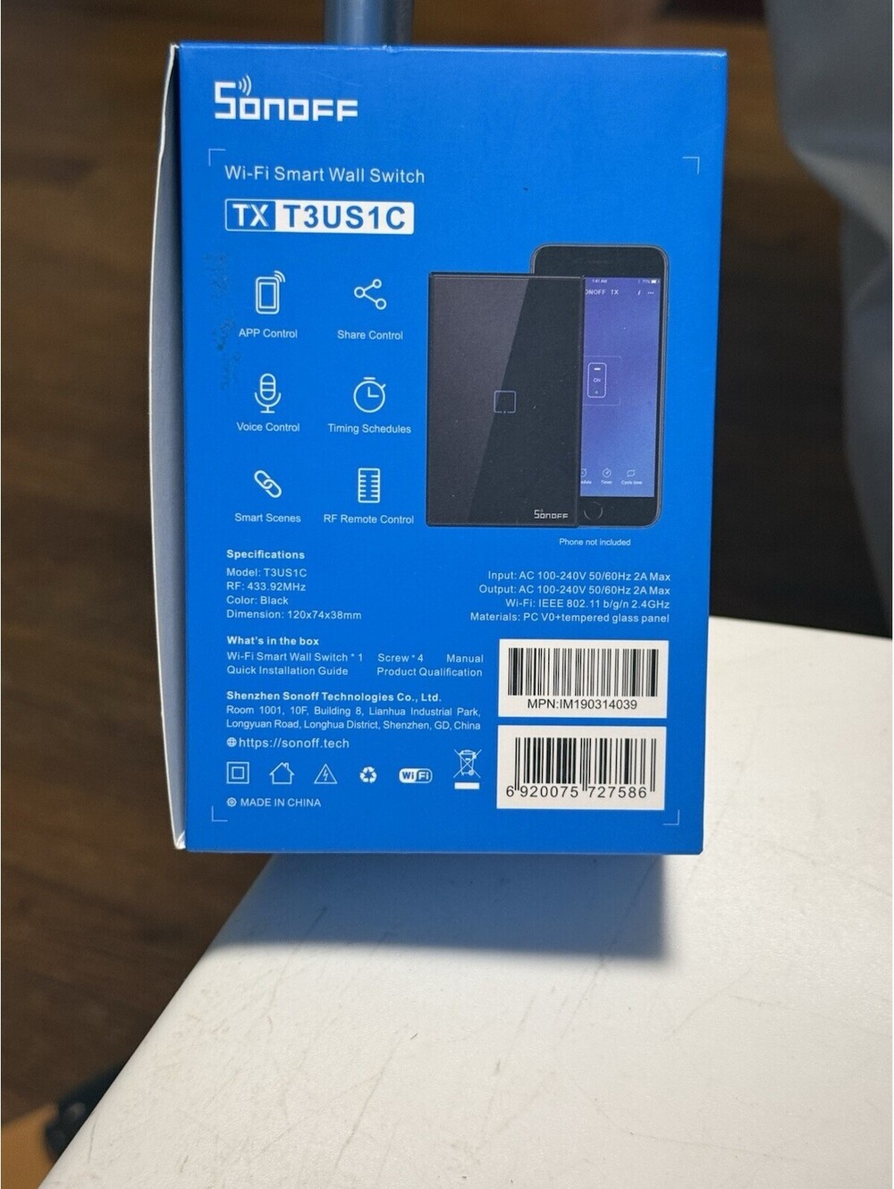 Sonoff TX-T3US1C Wi-fi Smart Wall Switch